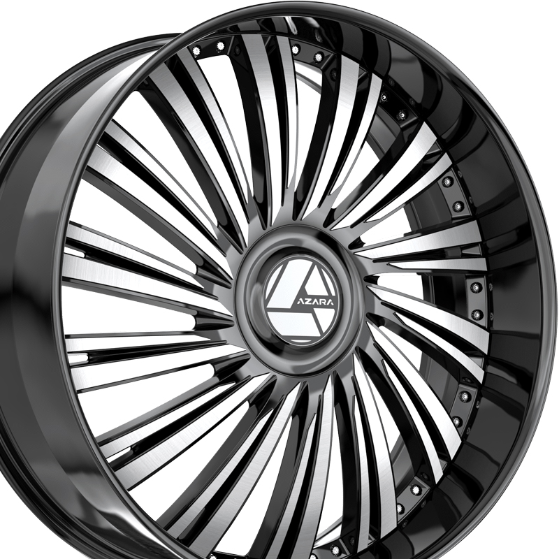 1 X Azara AZX-102 Gloss Black & Machined 28X9.5 Blank 78.1 Hub 15